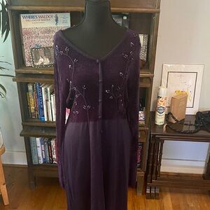 Vintage 90’s Purple Embroidered Cardigan Dress